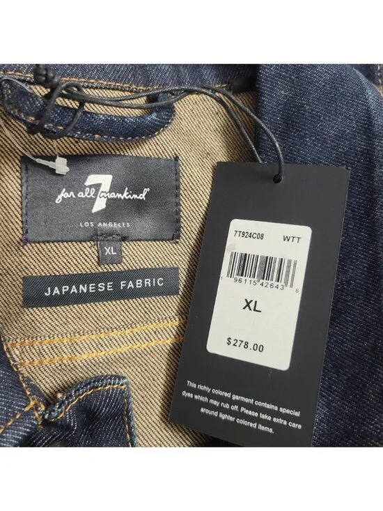7 For All Mankind Japanese Fabric Walk The Truck Denim Jacket 7T924C08 Size XL - Picture 3 of 4